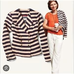 CAbi 5094 Love Carol Women's Blue Cream Nautical Stripe Cruise Jacket Blazer 6